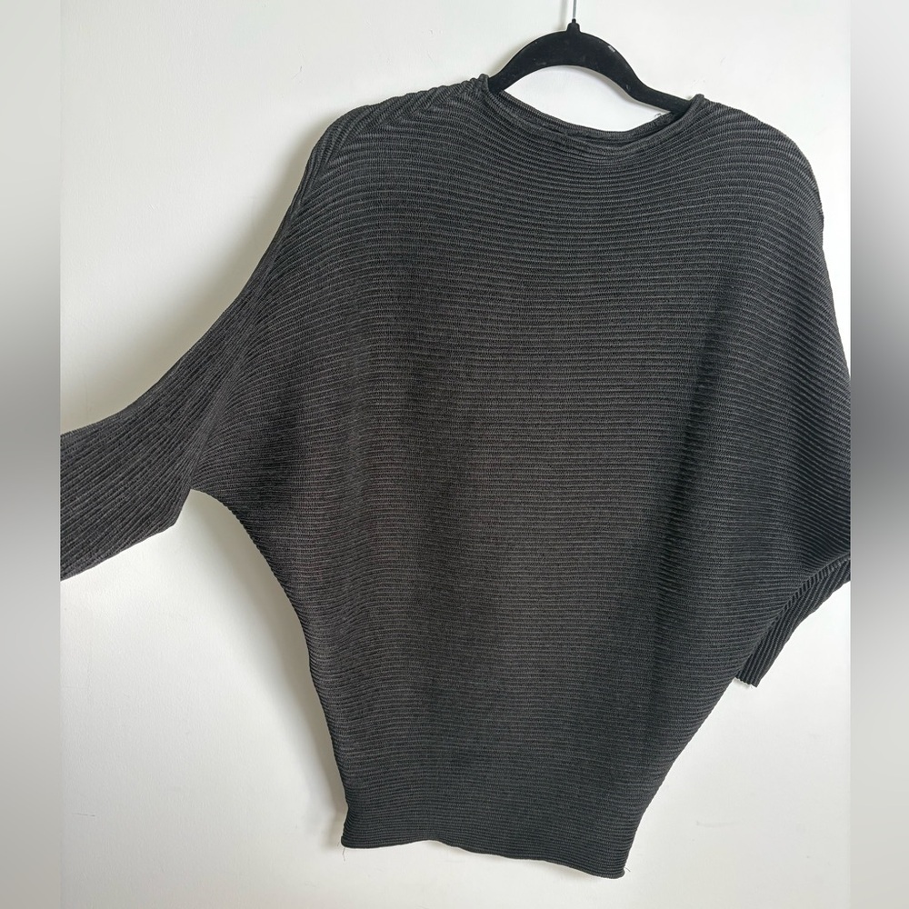 Specchio Black Ribbed Cocoon Top Size 40 Japanese Minimalist Batwing